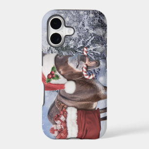 Christmas donkey with funny red hat