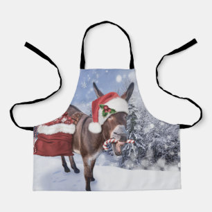 Christmas donkey with funny red hat apron