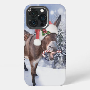 Christmas donkey with funny red hat iPhone 13 pro case