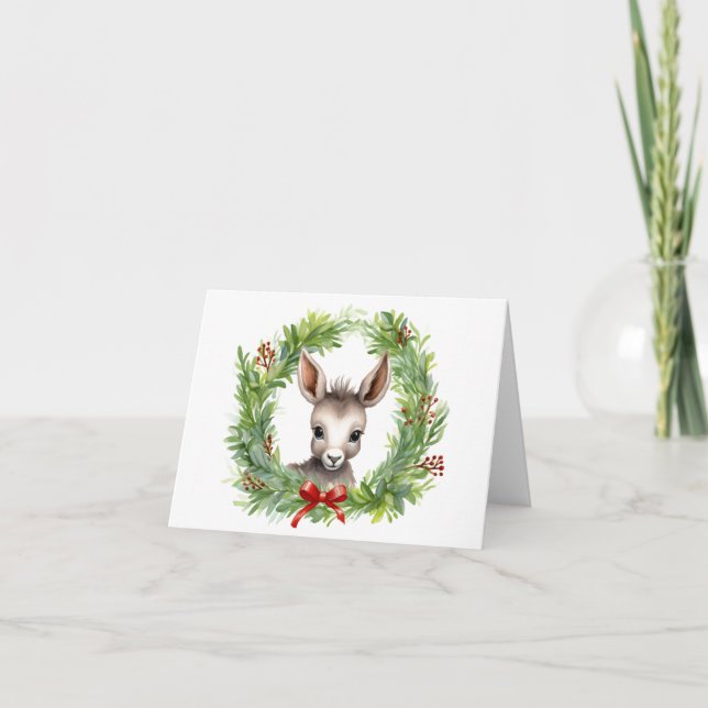 Christmas Donkey with Holiday Wreath BLANK  (Front)