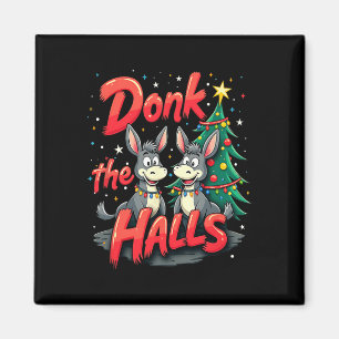 Christmas Donkeys Tangled In Christmas Lights Donk Magnet