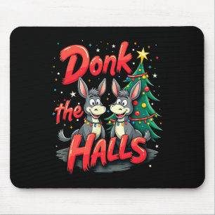 Christmas Donkeys Tangled In Christmas Lights Donk Mouse Pad