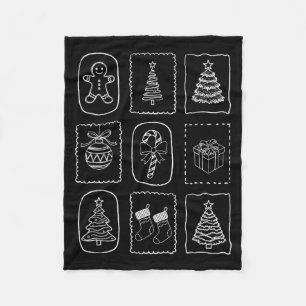 Christmas Doodle 2025 Coquette Bow Xmas Tree Ornam Fleece Blanket