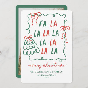 Christmas Doodle Bows Red & Green Merry Christmas Holiday Card