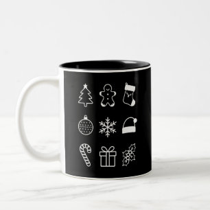Christmas Doodle Gingerbread Tree Candy Xmas Two-Tone Coffee Mug