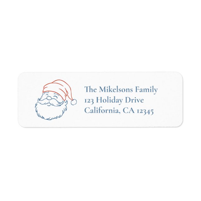 Christmas Doodle Line Art Holiday Return Address Label (Front)