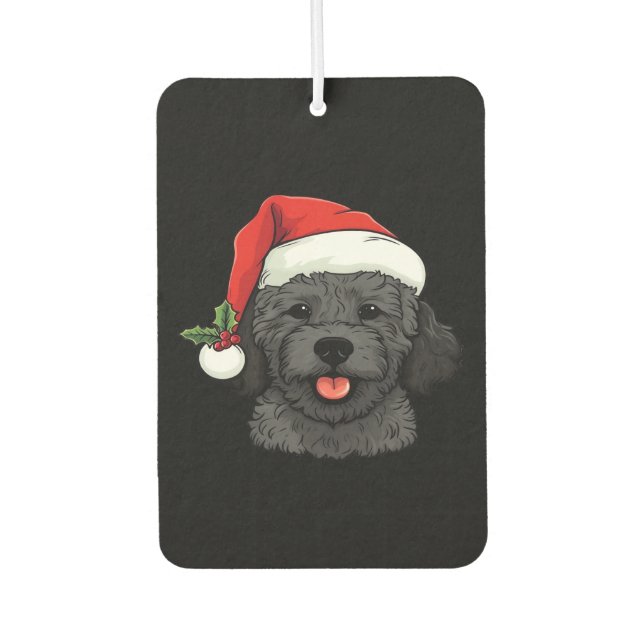 Christmas Doodle Oodle Dog - Black Classic T-Shirt Car Air Freshener (Front)