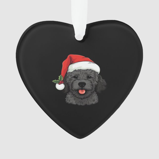 Christmas Doodle Oodle Dog - Black Classic T-Shirt Ornament (Front)