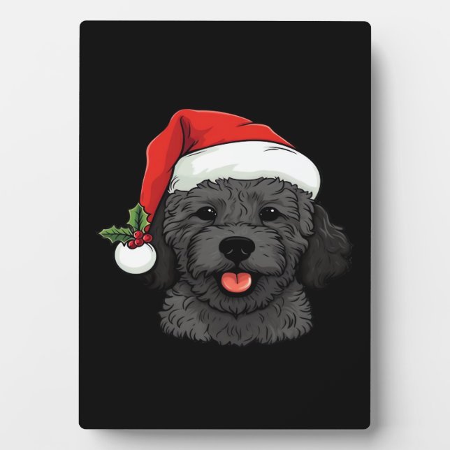 Christmas Doodle Oodle Dog - Black Classic T-Shirt Plaque (Front)
