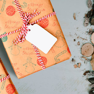 Christmas Doodle Pattern   Snowmen, Trees & Candy  Wrapping Paper Sheet