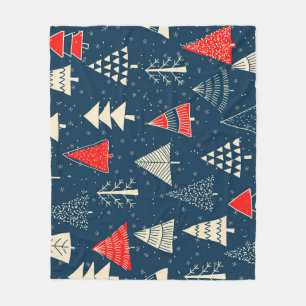 Christmas doodle trees, seamless winter pattern. fleece blanket