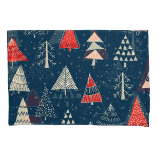 Christmas doodle trees, seamless winter pattern. pillowcase
