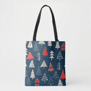 Christmas doodle trees, seamless winter pattern. tote bag