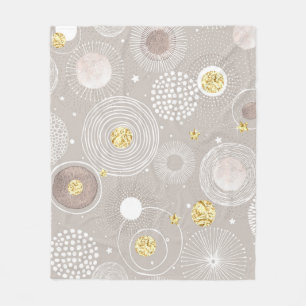 Christmas doodles: golden foil background. fleece blanket