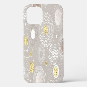 Christmas doodles: golden foil background. iPhone 12 case