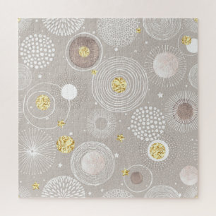 Christmas doodles: golden foil background. jigsaw puzzle