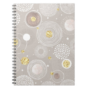 Christmas doodles: golden foil background. notebook