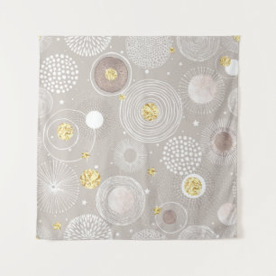 Christmas doodles: golden foil background. tapestry