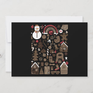 Christmas Doodles Retro Holiday Vintage Trees  Card