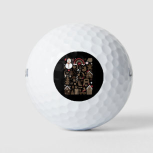 Christmas Doodles Retro Holiday Vintage Trees  Golf Balls