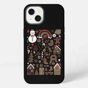 Christmas Doodles Retro Holiday Vintage Trees iPhone 13 Case