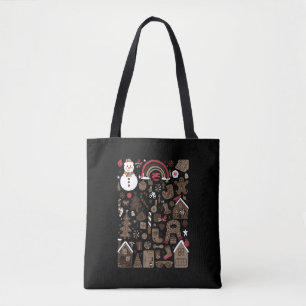 Christmas Doodles Retro Holiday Vintage Trees  Tote Bag