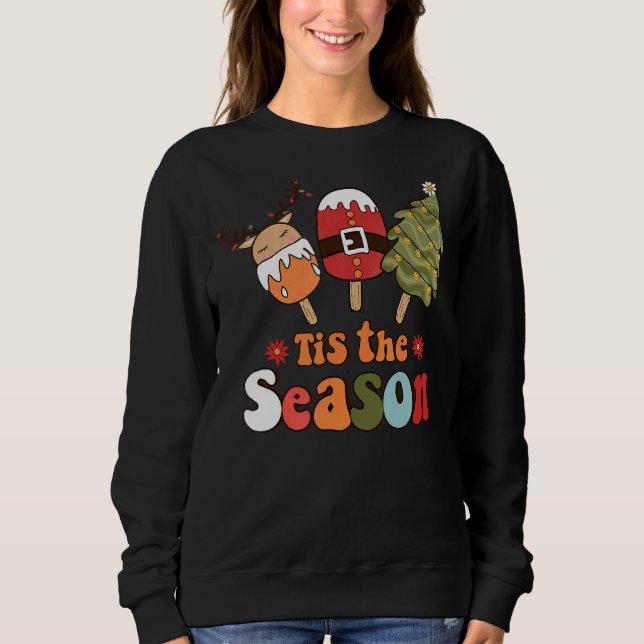 Christmas Doodles Tis' The Season Retro Holiday Co Sweatshirt (Front)