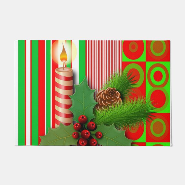 Christmas Door Mat, Candle Doormat (Front)