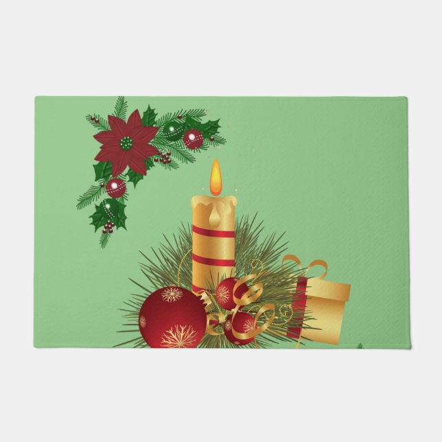 Christmas Door Mat, Christmas Candle Doormat (Front)