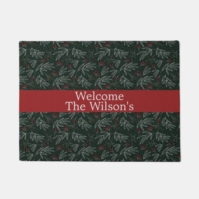 Christmas Door Mat Custom Text Vintage Country (Front)