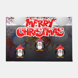 Christmas Door Mat, Merry Christmas Penguin Doormat
