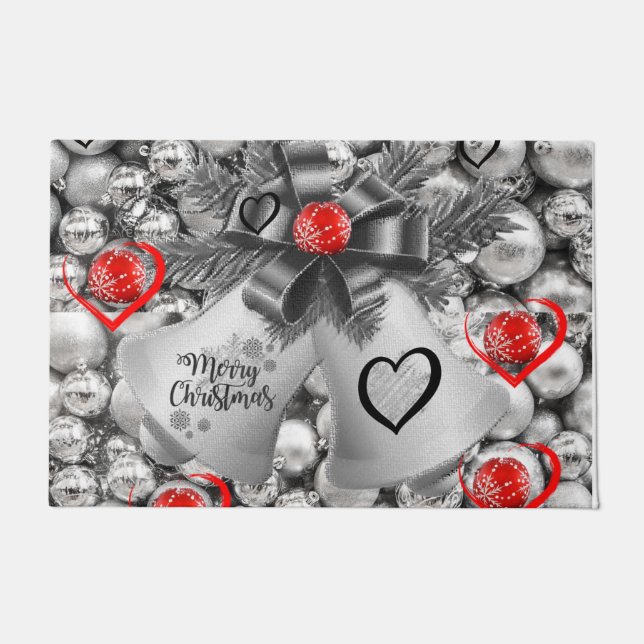 Christmas Door Mat, Silver Bells Doormat (Front)