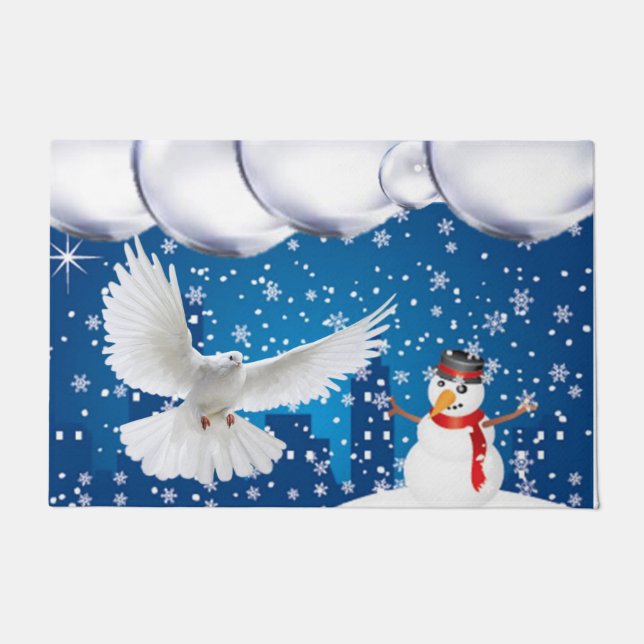 Christmas Door Mat, Snowman Doormat (Front)