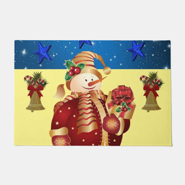 Christmas Door Mat, Snowman Doormat (Front)