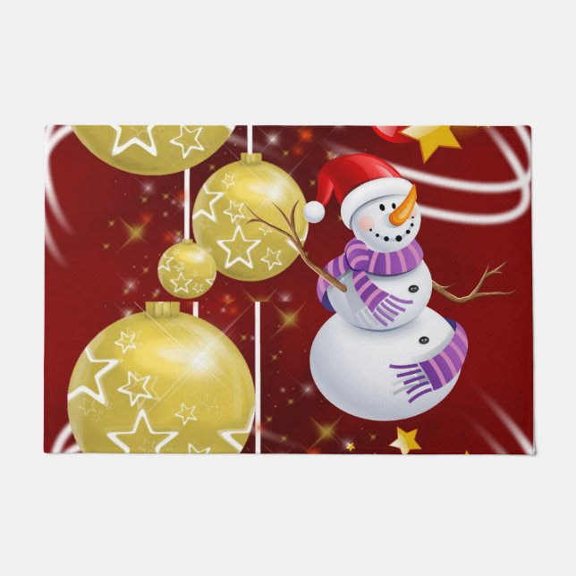 Christmas Door Mat, Snowman Doormat (Front)