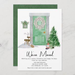 Christmas Door Watercolor Moving Announcement