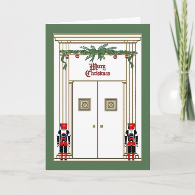 christmas door with nutcrackers holiday card (Front)