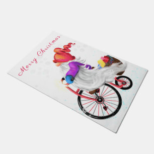 Christmas Doormat Gift Gnome with Bike and Gifts