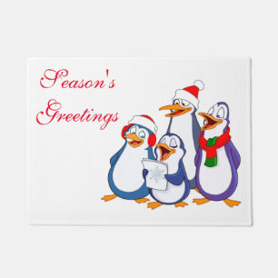Christmas Doormat-Merry Penguins Doormat