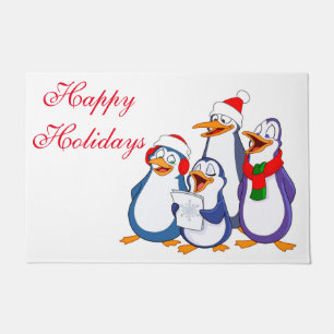 Christmas Doormat-Merry Penguins Doormat