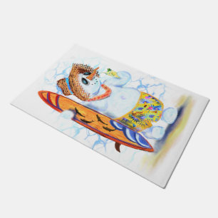 Christmas Doormat Summer Snowman Surfer Funny