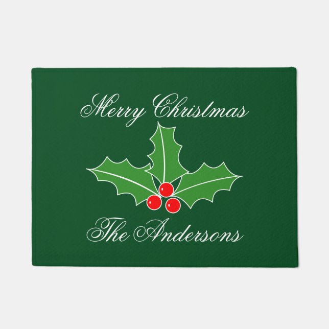 Christmas doormat with personalised family name (Front)