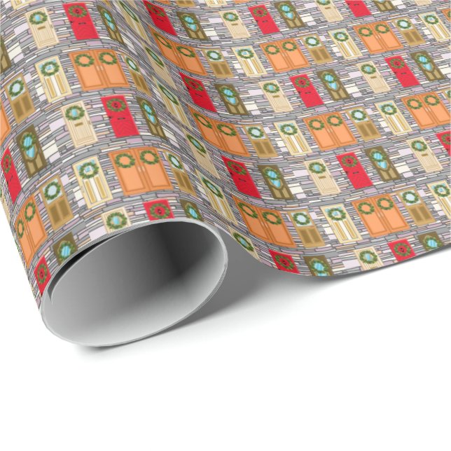 Christmas Doors Wrapping Paper (Roll Corner)