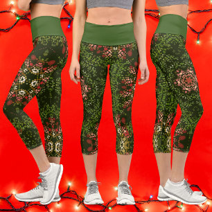 Christmas Dot Mandala Capri Leggings