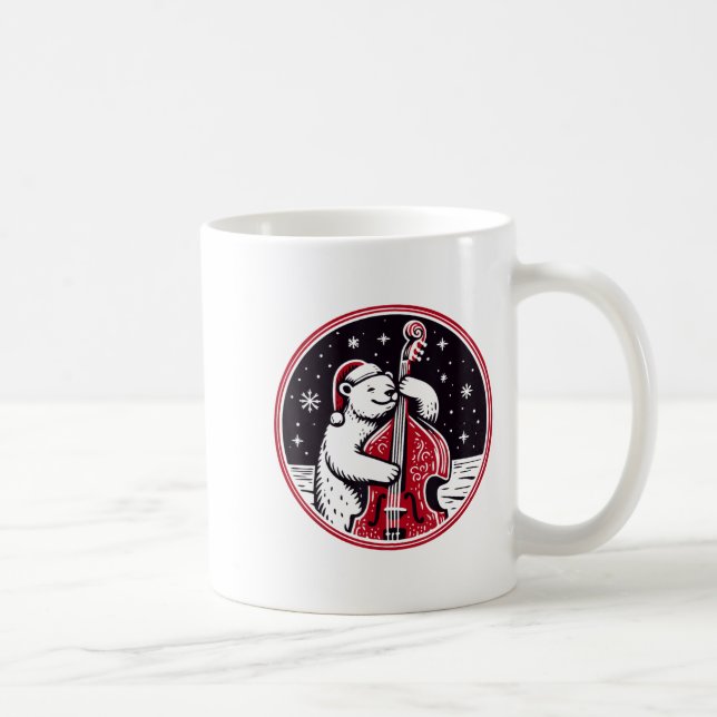 Christmas Double B Santa Bear Playing Jazz Musicia Coffee Mug (Right)