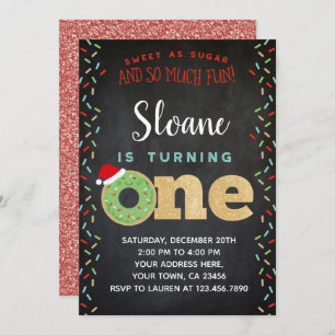 Christmas Doughnut 1st Birthday Invitation