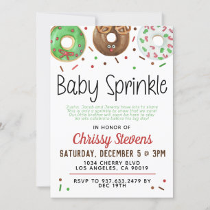 Christmas Doughnut Baby Sprinkle Shower Invitation