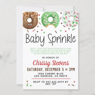 Christmas Doughnut Baby Sprinkle Shower Invitation