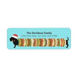Christmas Doughnut Dachshund Return Address Labels
