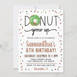 Christmas Doughnut Grow Up Birthday Invitation